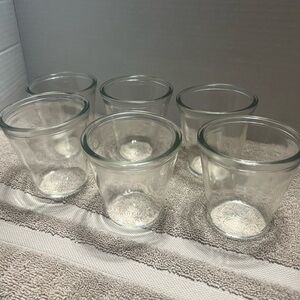 Set of 6 Clear Glass Dessert Jars